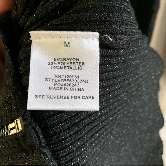 Pink Rose Full Zip Sparkle Ribbed V-Neck Sweater Dress in Black | NWT | Medium - Picture 4 of 5